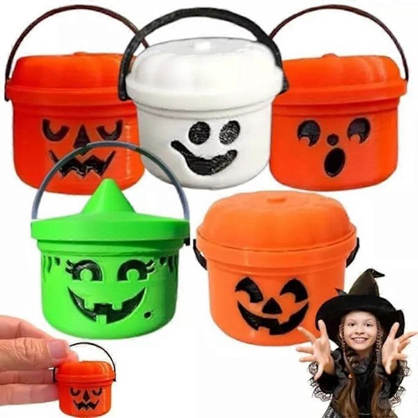 Mini Halloween Nostalgi Hink 3D-tryckt Halloween Pumpa Mini Hink Ny orange c