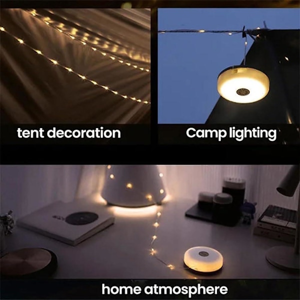 Campingbelysning, 9m Utomhus Campingbelysning 30s Snabb Upprullning Led Ljuskedja Uppladdningsbara Campinglyktor För Tältgård warm white light