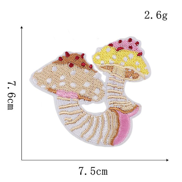 12 stk. Svampe-Patches til at Stryge på Tøj - Mini Svampe-Klistermærker - Naturlige Patches - DIY Svampe-Broderi-Patch
