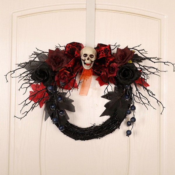 Halloween-koriste Luurankokrans Simuloitu Kukkakoriste Krans Oviripustus Halloween-lyhtyköynnösten Rengas Seinäripustus
