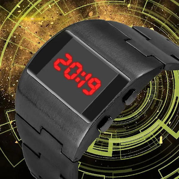 2024 Fashion Led Digitalklocka Herr Nilitary Sportklockor Svart Rostfritt Stål Stor Handled Multifunktion Elektroniska Armbandsur Herr -GSL black blue ff