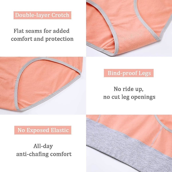 Underkläder Dam Hög Midja Bomull Knickers Damtrosor Plus Size Multipack 4 st -JRSZ l