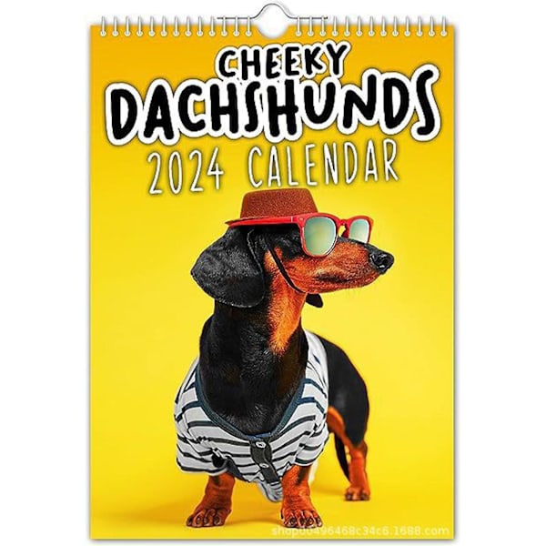 2024 Veggkalender Cheeky Dachshunds Kalender, Morsom Hengende Dyrekalender Månedlig Kalender Fra 2024.1-2024.12, Veggkalender Skrivebordskalender For Tim 1pcs