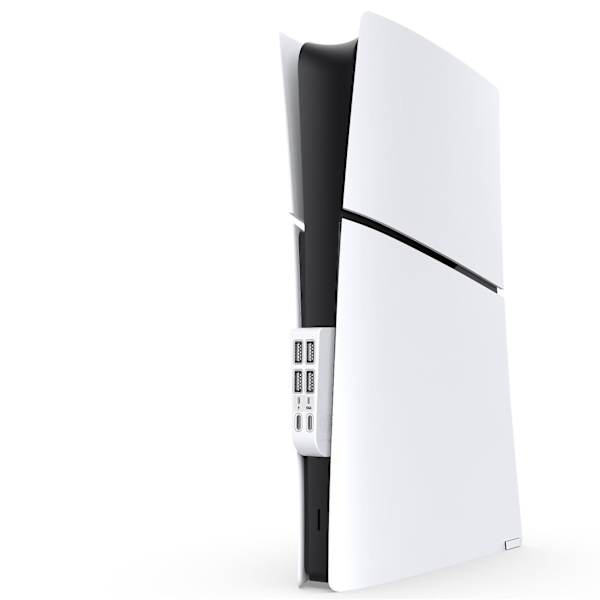 6 Port USB-keskitin PS5 Slim -konsolille, 6-in-1 USB-jatkojohto, nopea laajennusadapteri ja laturi PS5 Slim -lisävarusteille white