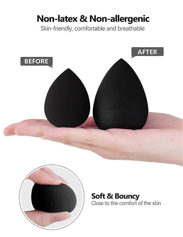 Makeupsvamp, 10 stk. Makeupsvampe Blender Sæt Skønhed Kosmetisk Foundation Blandingsapplikator Puff, Fejlfri til Flydende Creme Puder (Basic Sort)