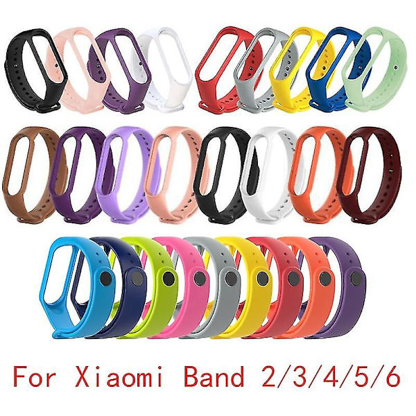 Rem for Xiaomi Mi Band 6 5 4 3 2 Silikonarmbånd Armbåndserstatning for Xiaomi Band 5 6 Miband 4 3 2 Håndleddsfarge Myk Rem -GSL for mi band 6789