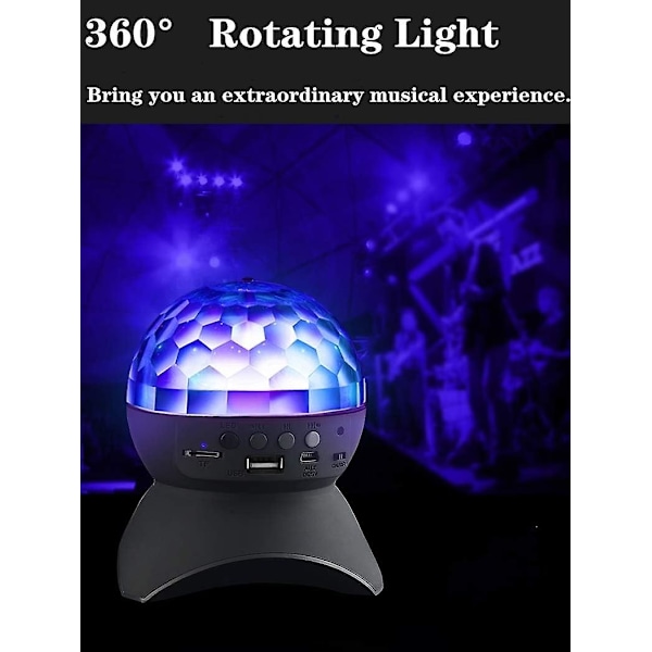 Discokula Hemfest Trådlös Högtalare, Bluetooth Högtalare Discokula Led Kreativ 360 Graders Roterande Nattlampa, (Svart) zd r black
