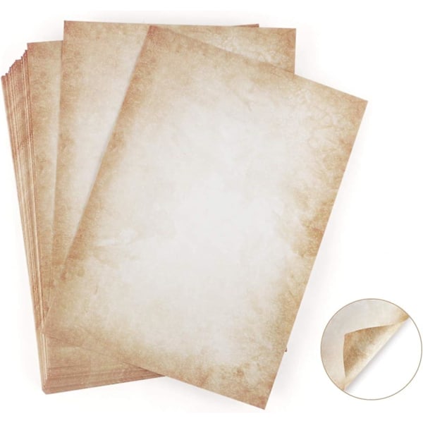 100 ark gammelt design brevpapir Vintage designpapir DIN A4 Gjenbrukt Ideelt for vintage invitasjoner og brev