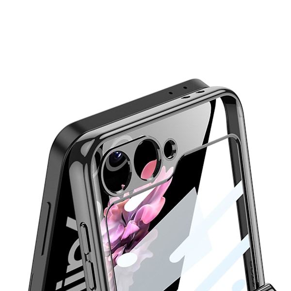 For Samsung Galaxy Z Flip 6 Plating Klar Case, Slank PC Støtsikker Deksel med Magnetisk Hengselbeskyttelse & Ekstern Skjermbeskytter black