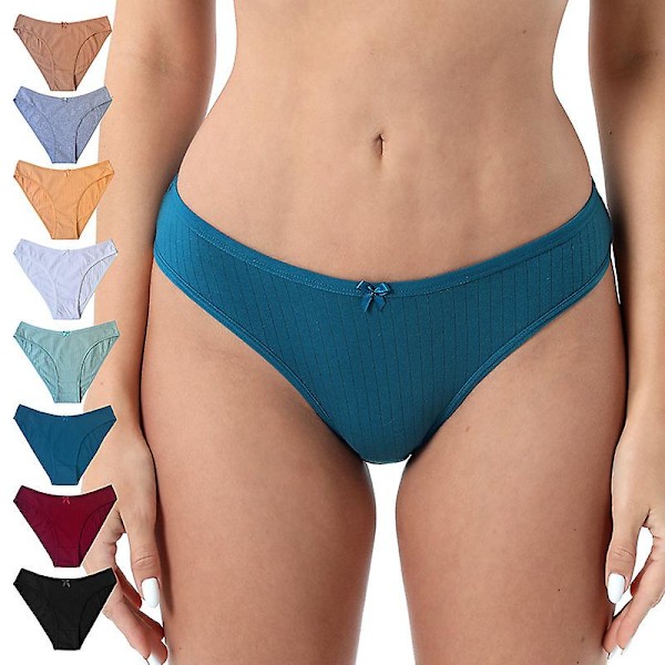 Dames Pure Cotton Low Rise Briefs med lodret mønster-Y -GSL blue