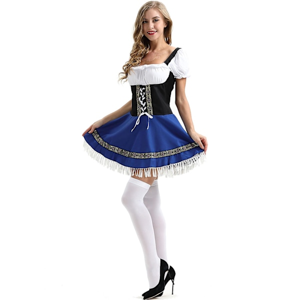 15% Alennus Seksikäs Oktoberfest-Olutneitoasu Saksalaisen Baijerilaisen Dirndl-Mekan Karnevaali Naisille Kuuma blue 2xl