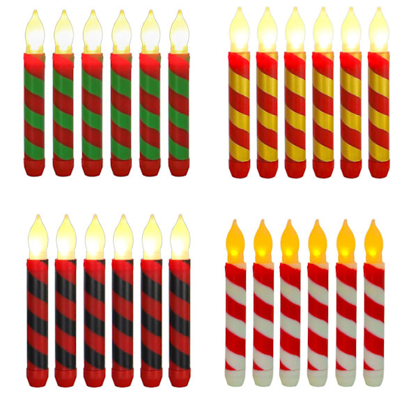 12 Pak Julelys Tapers Flammeløse Lys Blinkende Batteridrevne Julelys white