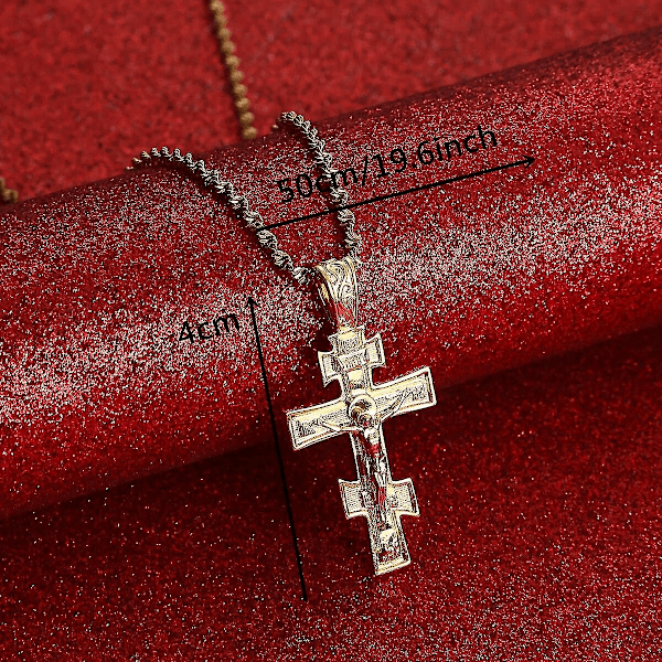 Kristna ortodoxa Jesus ryska bön guld färg INRI Crucifix korshänge halsband för män