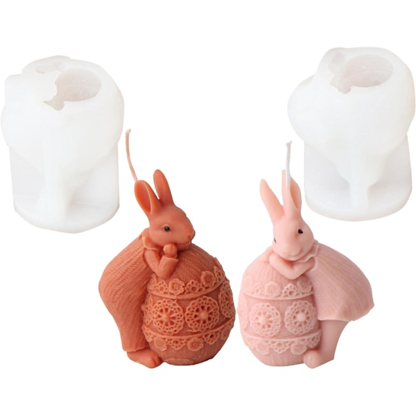 Påskehare Silikonform, 3D Kanin Lysform, Dyre Epoxy Harpiksforme, Silikon Kanin Påskehare Bageform DIY Støbningsform a and b