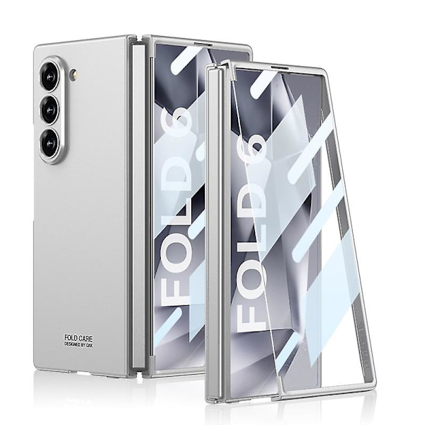 Z Fold 6 -kotelo näytönsuojalla, ohut PC-kotelo, kattava iskunkestävä suojakotelo Samsung Galaxy Z Fold 6:lle silver