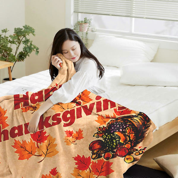 Halloween Dekoration Udendørs Thanksgiving Lønneblad Tæppe Print Nap Dækken Tæppe Flannel Tæppe Udendørs Isoleringstæppe Spiltæppe