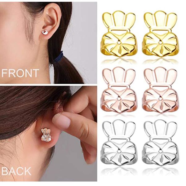 4/ 6 Par Ørehængs Løfter Hypoallergeniske Ørehængs Bagstykker Til Hængende Ører, Tunge Ørehængs Støtte Bagstykker, Forgyldte Sikre Ørehængs Løfter 6 pairs crown shape
