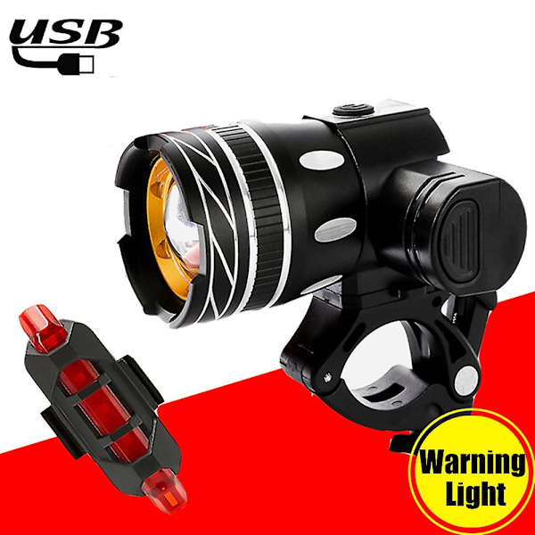 T6 LED MTB Cykel Bak- & Framlyktor, USB Laddningsbar individual headlight