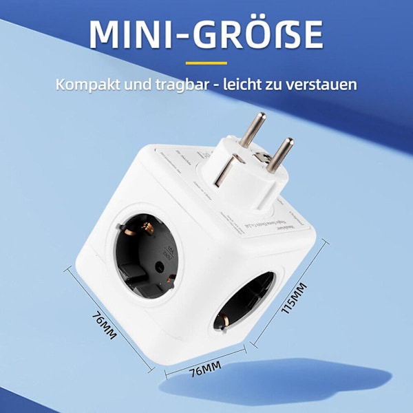 Stikkontakt kube uten kabel 5/4 rom multistikkontakt stikkontaktadapter kube 1X -GSL ZD C e