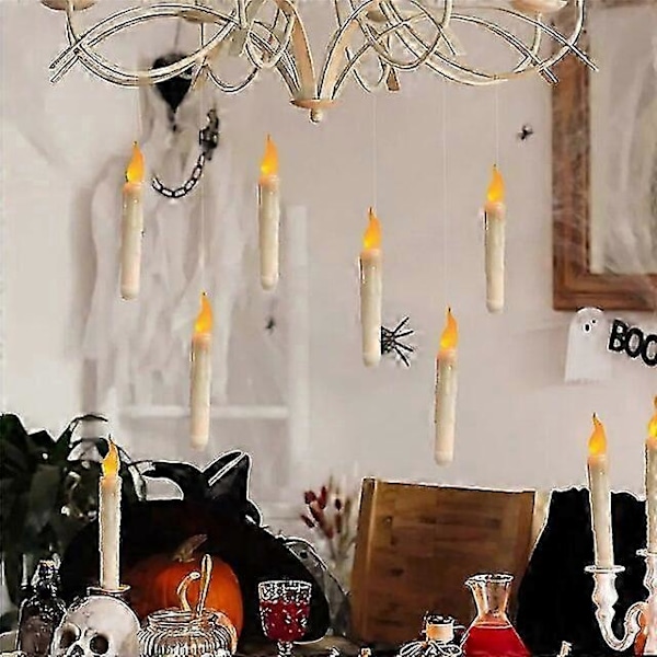 6 stk LED Halloween-lys med flimrende flamme, AA-batteridrevet lampe for Halloween-lys, koniske lys, flytende festbelysning -CHNSZ