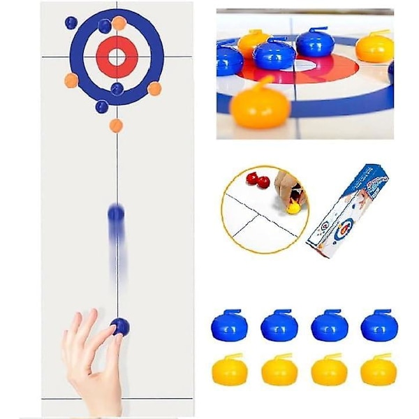 Bord Curlingspel Familjeskoj Familjespel Shuffleboard Puckar Curling Battle Spel Med 8/16 Rullar För Barn Vuxna Festspel without pressure strips a with 8 rolllers