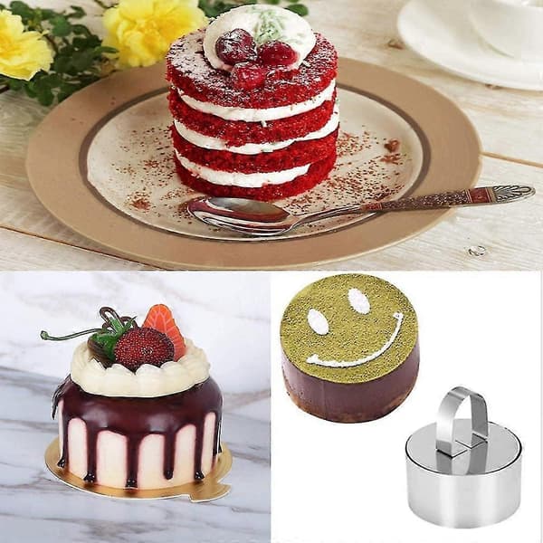 6 stk. Tærteforme, Runde Tærteforme, Rustfrit Stål Kageringe Bage Mousseforme Dessert Ringe (runde)