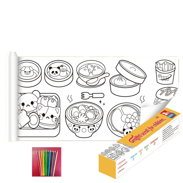 Ritrullepapper för barn, klibbigt färgpappersrullemålning pencil food party