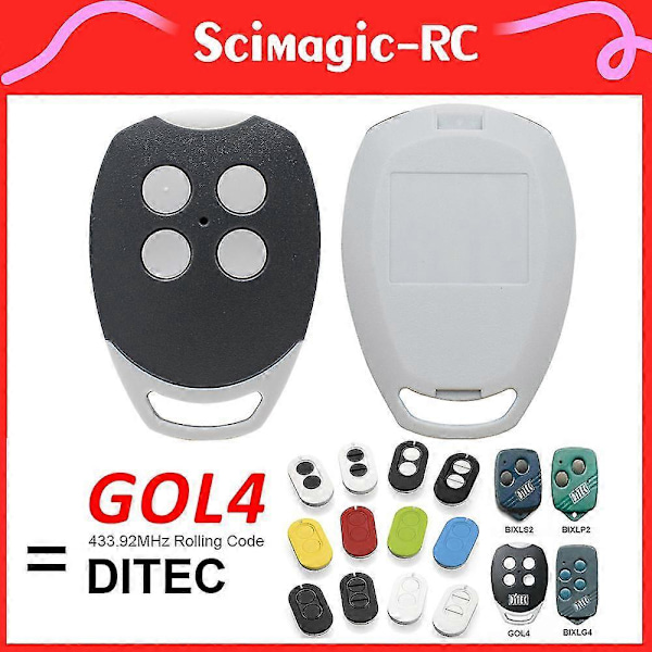 Ditec Entrematic Zen 2/ Zen 4 Gol4 Garage Fjärrkontroll Kompatibel Zen2w Zen4w Bixlg4 Bixlp2 Bixls2 43392mhz Grind Dörröppnare ditec gol4