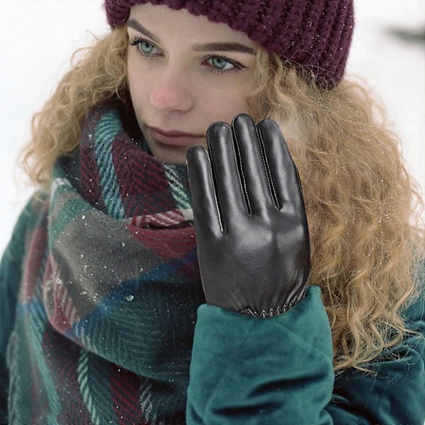 Julsemester Adventskalender Dam Full Screen Vantar Vinter Utomhus Plus Sammet Varma Mode Läder Vantar Körning bk