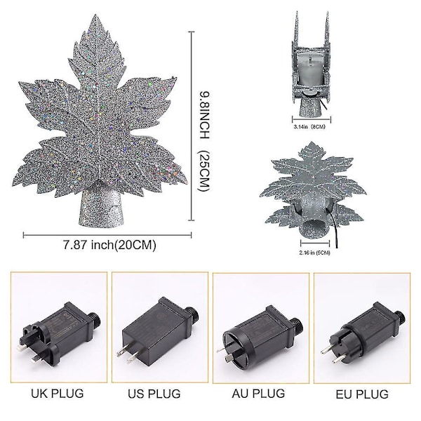 Bladformet Juletre-Projektorlampe Snøstorm Juletre Topplampe Led Juletre Toppstjerne Projektorlampe silver eu plug