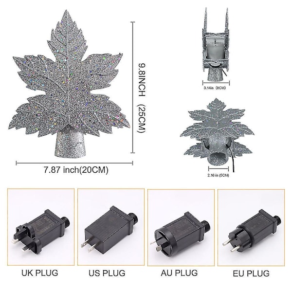 Bladformet Juletre-Projektorlampe Snøstorm Juletre Topplampe Led Juletre Toppstjerne Projektorlampe silver uk plug