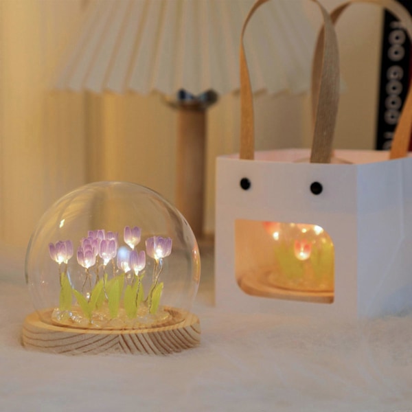 DIY Nattlampe Soverom Atmosfære Lys Tulip Nattlampe Håndlaget Lys, Tulip nattlys, Batteri ikke inkludert pink