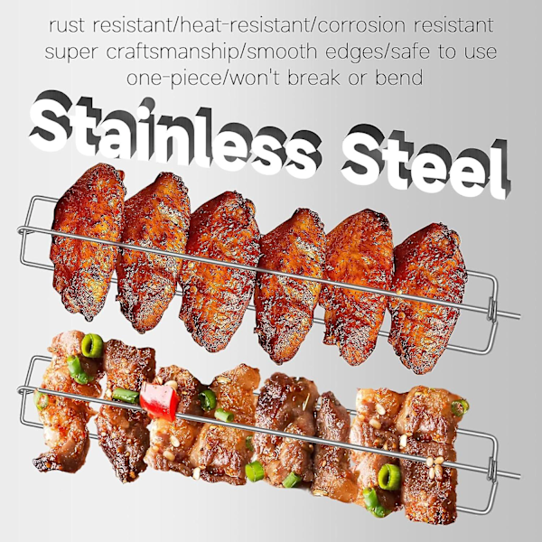 2 stk. grillspyd til kyllingevinger, flade klipsespryd til vinger, grillspyd i metal til grill, grillspyd til grillspyd, grillværktøjssæt til udendørs picnic campingfest -GSL5.2 8pcs