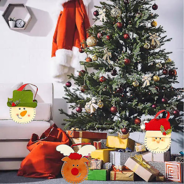 3 stk. Juteposer til jul med eple-motiv, julepynt, godteposer style 3