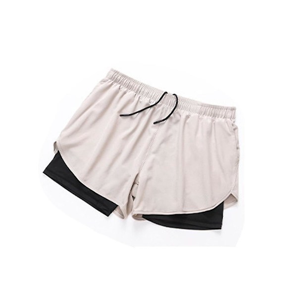 Herre 2 i 1 Treningsløpeshorts med kompresjonsfôr Dry Fit Athletic Gym Active Shorts Lett 1 stk ZD J gray