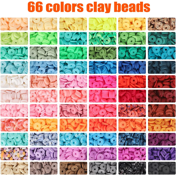 16500st, 66 färger, lera Heishi-pärlor med 260 bokstäver pärlor Kit