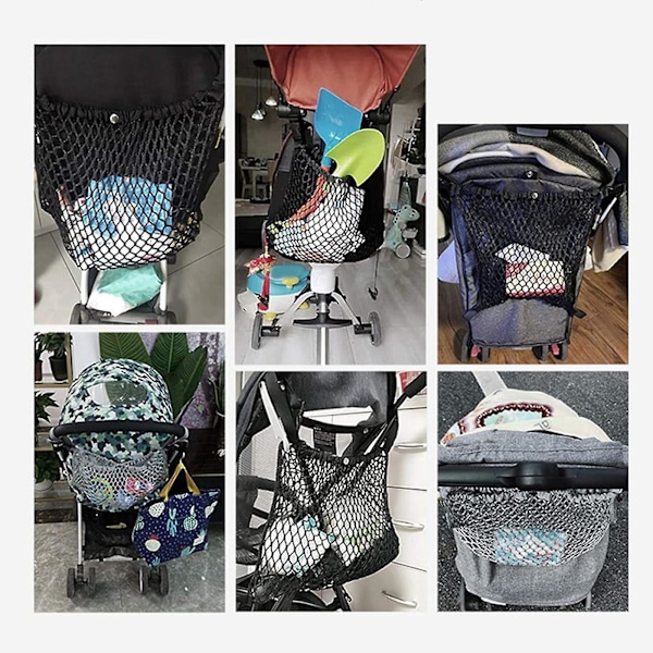 Babyvogn Organizer Universal Net Mesh Opbevaringspose, Stor Legetøjsorganizer Til Vogn Opbevaring Tilbehør Til At Bære Bleer & Snacks 2pcs