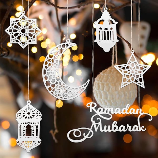 Eid Mubarak -koristeet Ramadanin koristeet Mubarak Eid -riipukset Ramadanin kuun ja tähden merkit kotiin Eid-juhliin silver a