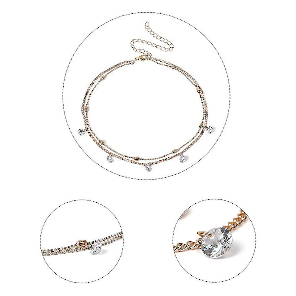 Dobbelt lag halskjede choker kjede smykker dekorasjon gaver mote for kvinner dame jente bryllup silver