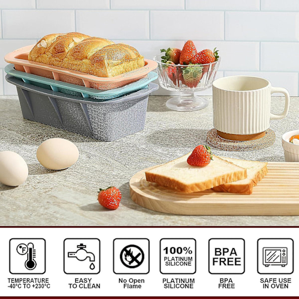 Silikon Bakform, BPA-Fri Kaksform i Mjukt & Tvätbart Material, Brödform för Toast, Kakor, DIY-Verktyg för Mikrovågsugn, Ugn blue