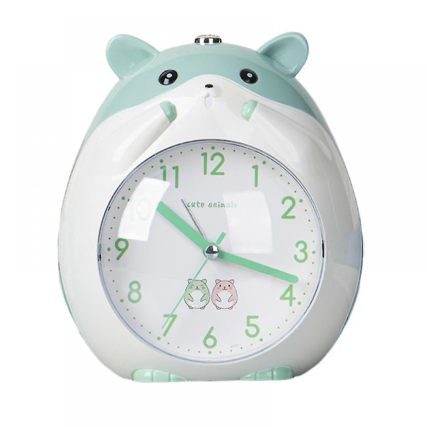 Barnväckarklocka Tecknad hamsterklocka Nattljus Pojkar och flickors väckarklocka Sovrumsväckarklocka -grön