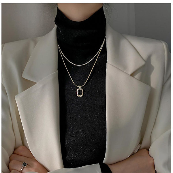 Guld Kvadrat Halsband E917-51