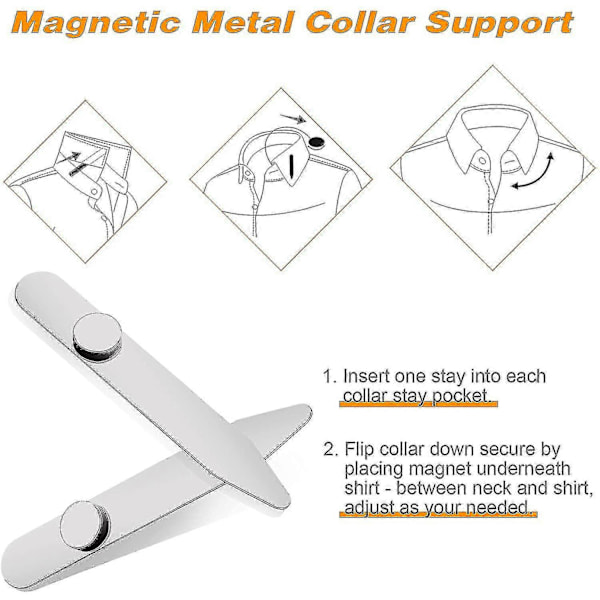 3 Par med Krageforsterkning i Rustfritt Stål, Krageholder Skjortekrage Botao