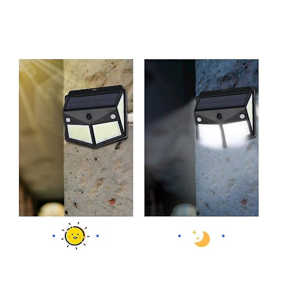 1 stk Ny 160 perler Dual Induksjon Solar Vegglys Fire Sided Belysning Menneskelig Kropp Sensor Lys Utendørs Hage Lys ZD B2 EE