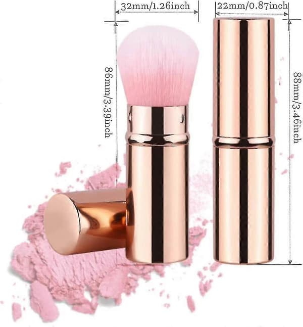 2-pack infällbar sminkborste, teleskopisk ansiktsborste, infällbar ansikts-kabuki Gold Pink