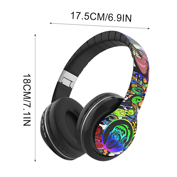Hodetelefoner på tilbud - Hodebåren Bluetooth-hodetelefon Trådløs Bluetooth-hodetelefon Graffiti Live-hodetelefon multi-color 2
