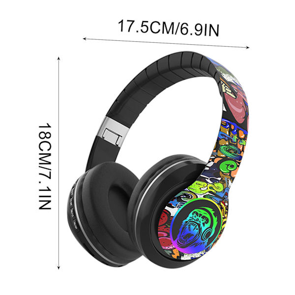 Hovedet Bluetooth Headset Trådløst Bluetooth Headset Graffiti Live Headset multi-color 2