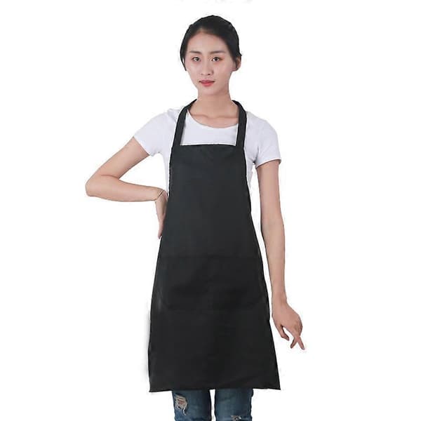 12 Pakk Solide Forkle med 2 Lommer - Unisex Forretningsforkle i Bulk black