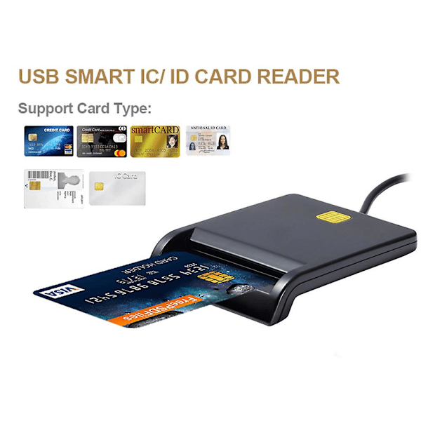 USB-älykortinlukija DNI ATM IC ISO 7816 luokka A, AB ja C yhteensopiva Windowsin, Linuxin ja Mac OS:n kanssa