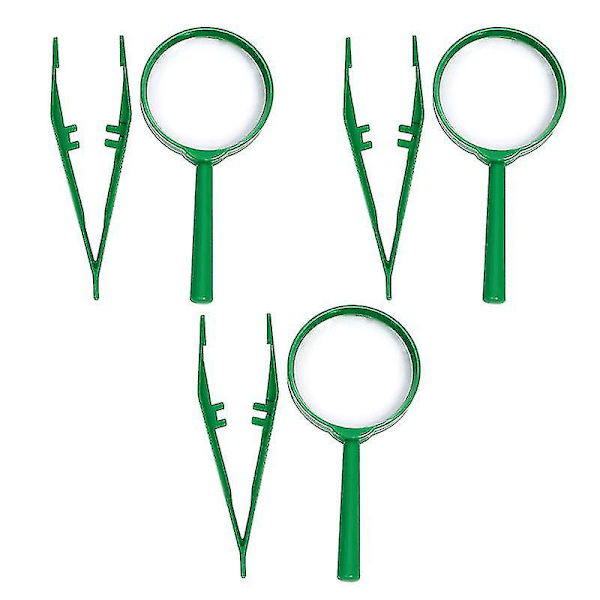 3 set med observationsförstoringsglas, pincett, observationsverktyg, leksaker för flickor, pojkar, utomhuscamping